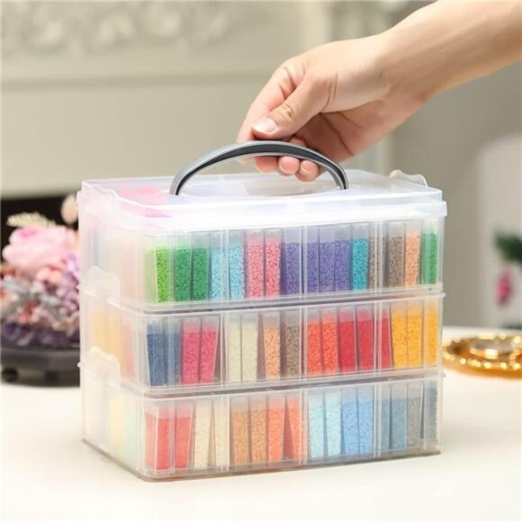 3-Tier Diamond Painting Storage Containers Portable Bead Organizer - Picture 2 of 8